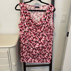 Time Square Pretty sleeveless top. Size 2X. Pink/white/black. Perfect for summer
